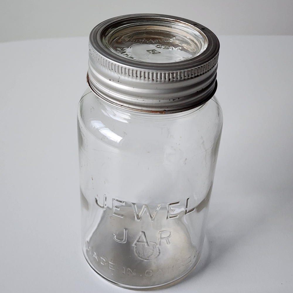 Jewel Canning Jar Clear Vintage Improved Gem Lid Canada Farmhouse Pantry Storage